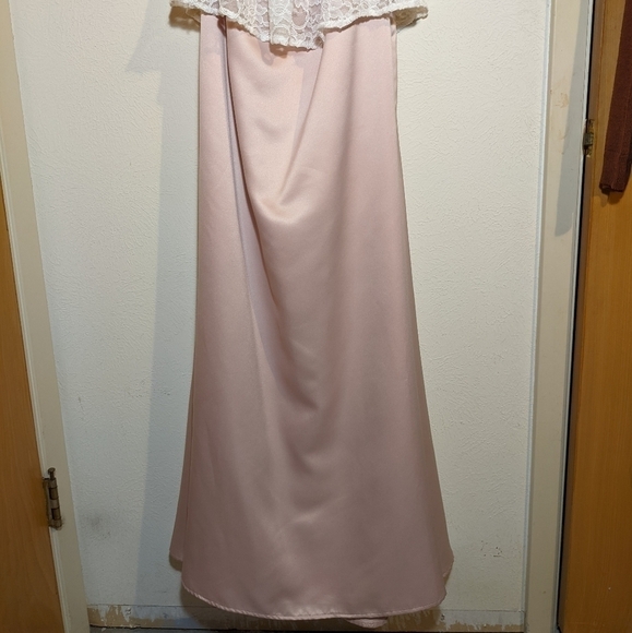 MORI LEE blush lace peplum strapless bridesmaid gown - Picture 6 of 14